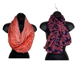 Set If 2 Scarves Avon 2 Chic Red Blue Pink Infinity Style Lightweight Colorful